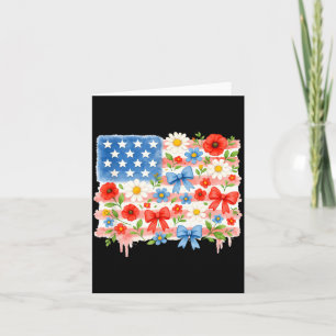 Florale amerikanische Flagge mit Schleifen 4. Juli Karte