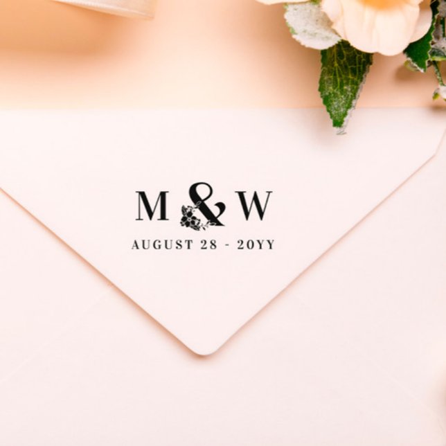 Florale Ampersand-Initialen und Hochzeitstag Gummistempel (Von Creator hochgeladen)