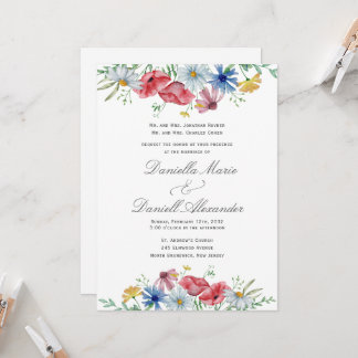 Florale Aquarell-Kirchenhochzeits-Einladung Einladung