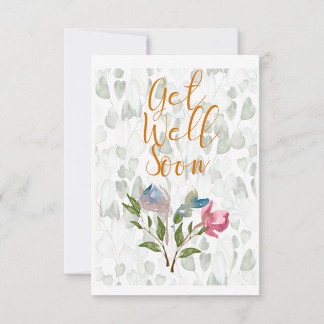 Florale Aquarellfarben werden bald zu einer flache Mitteilungskarte (Vorderseite)