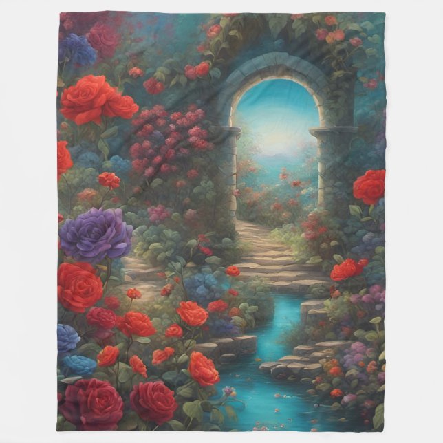 "Florale Archway Oasis" Fleecedecke (Vorderseite)