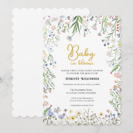 Florale Babyparty-Einladung, Baby in Blüte Einladung