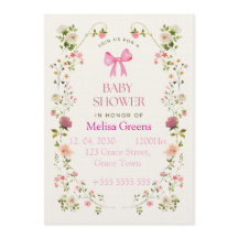Florale Babyparty-Einladung | Sanftes Rosa Wasserf