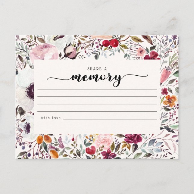 Florale Beerdigung mit einer Memory Condolences Ca Postkarte (Vorderseite)