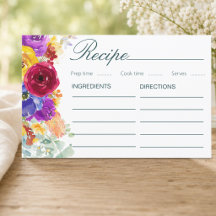 Florale Beilagekarte für Brautparty-Rezepte