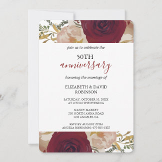 Florale Blume 50 Jubiläum Hochzeit Einladung