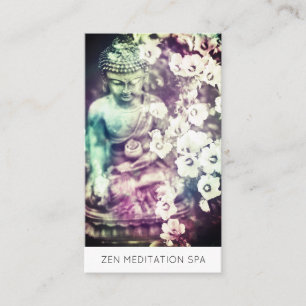 *~* Florale Blume Buddha QR Meditation Visitenkarte