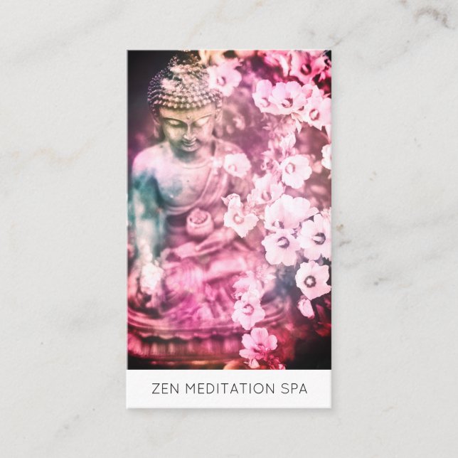 *~* Florale Blume QR Buddha Meditation Visitenkarte (Vorderseite)