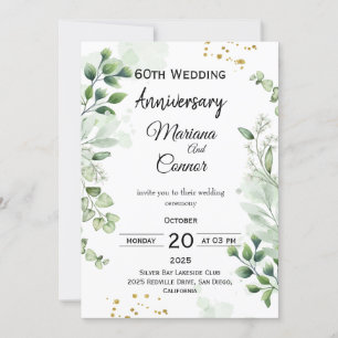 Florale Boho-Grün-Hochzeit-Jubiläum Einladung