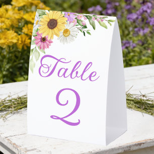 Florale Boho-Sonnenblumen-Hochzeitstisch-Nummer Tischaufsteller