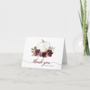Florale Bordeaux-Kürbis Herbst Dankeskarten Dankeskarte