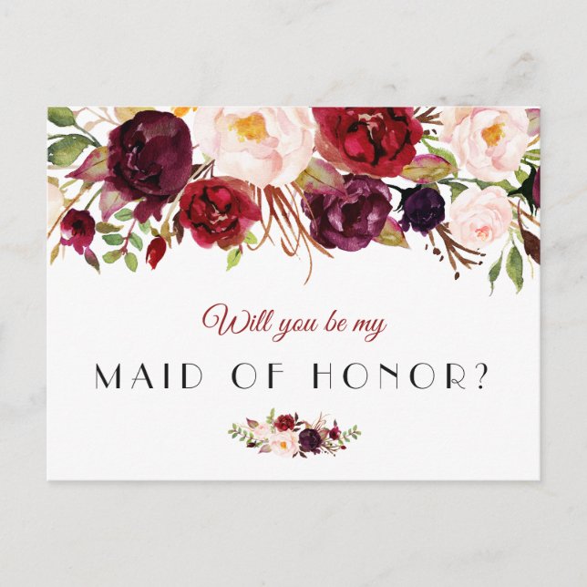 florale bordeaux serez-vous ma carte de servante d (Devant)