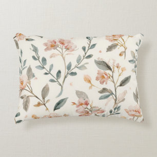 Florale botanische Aquarellblätter Beige gemalt Dekokissen