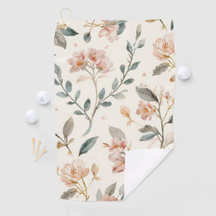 Florale Botanische Aquarellblätter Beige Gemalt Golfhandtuch