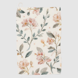 Florale Botanische Aquarellblätter Beige Gemalt Golfhandtuch