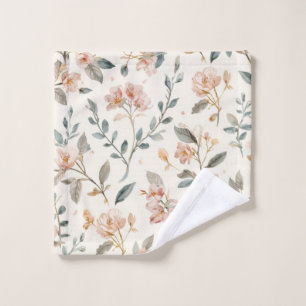 Florale Botanische Aquarellblätter Beige Gemalt Waschlappen