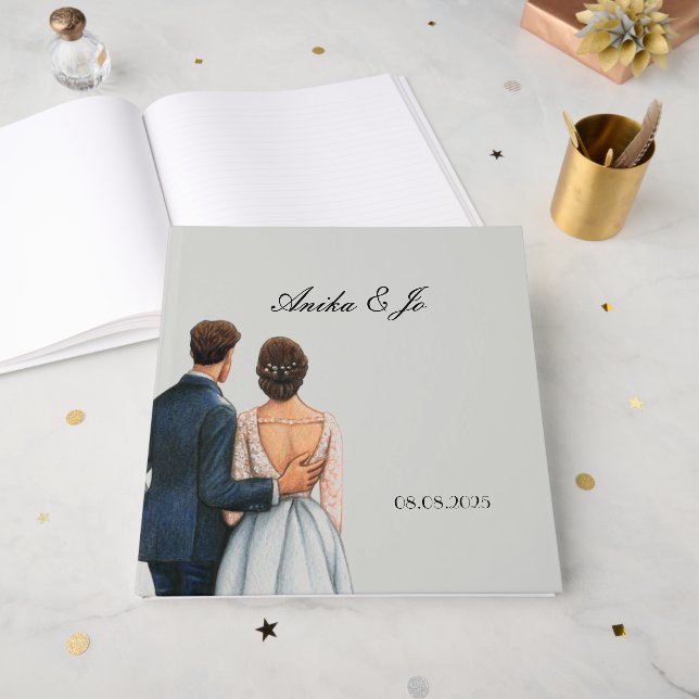 Florale botanische Hochzeit  Gästebuch (Vorderseite offen)
