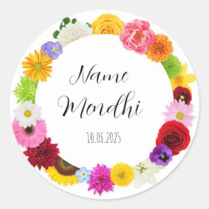 florale bunte Mendhi Gunst Sticker