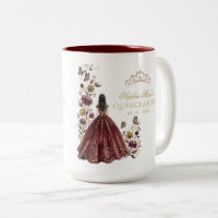 Florale Butterfly-Burgunder-Gold-Tiara Quinceañera