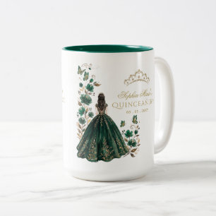 Florale Butterfly Grün Gold Tiara Quinceañera Zweifarbige Tasse