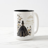 Florale Butterfly Schwarze Gold Tiara Quinceañera