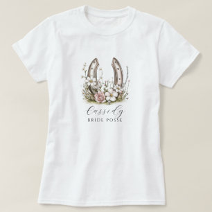 Florale Cowgirl-Braut-Truppe Florales Hufeisen T-Shirt