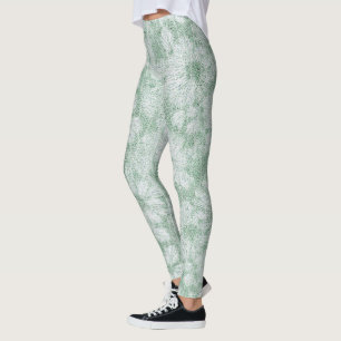 Florale Daisy samtiges Mintgrün  Leggings
