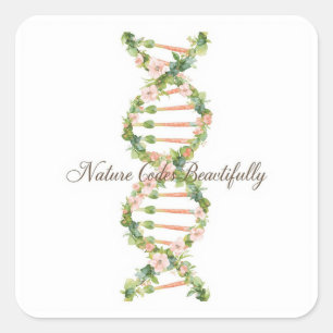 Florale DNA-Helix-Wasserfarbenkunst Quadratischer Aufkleber