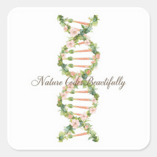 Florale DNA-Helix-Wasserfarbenkunst Quadratischer Aufkleber