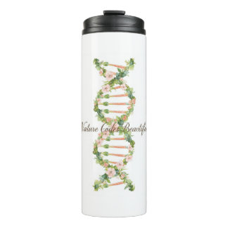 Florale DNA-Helix-Wasserfarbenkunst Thermosbecher