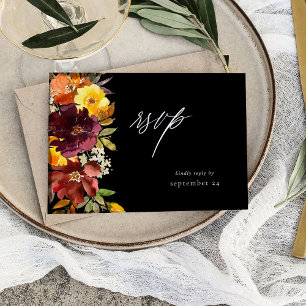 Florale d'or orange et jaune avec carte RSVP-2B