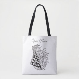 Florale Dreiecke, Tangle Zeichnung -  Tasche