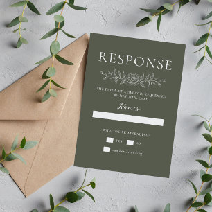 Florale Einfachheit 1 Rosmarin-Grün-Minimal-Hochze RSVP Karte