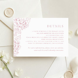 Florale elegante Hydrangea-Hochzeitseinlage Detail Einladung