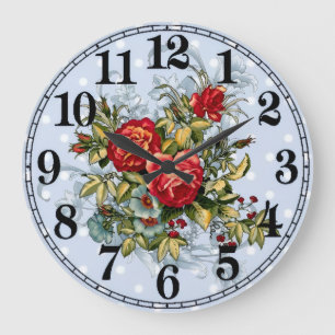 Florale Eleganz 10,75" Runde Acryl-Wanduhr Große Wanduhr