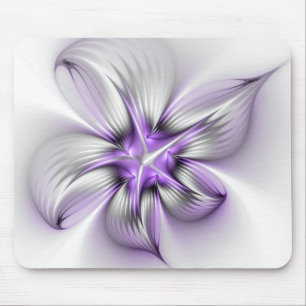 Florale Eleganz Moderne Abstrakte Violette Fraktal Mousepad