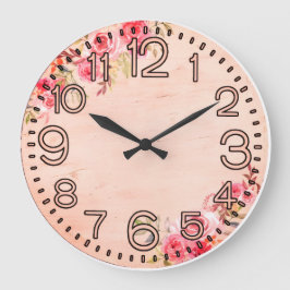 Florale Eleganz Runde Acryl-Wanduhr Große Wanduhr