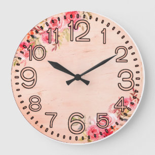Florale Eleganz Runde Acryl-Wanduhr Große Wanduhr