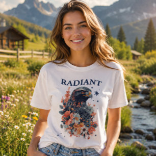 Florale Falke Radiant-Typografie T-Shirt