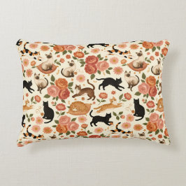 Florale Feliden: Gemütliche Katzen & Blüten Muster Dekokissen