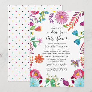 Florale Fiesta Drive-By-Bridal- oder Baby-Shower-E Einladung