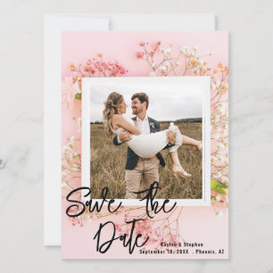 Florale Foto-Save-the-Dates - Rosa & Elegant! Save The Date