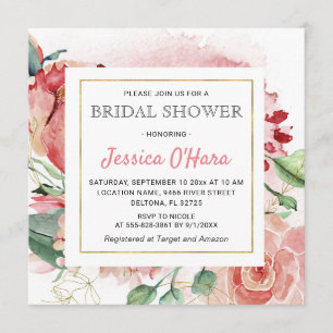 Florale Frühlingsrosen Brausebad Watercolor Pfings Einladung