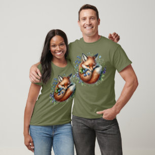 Florale Fuchs-Botanik-Waldkunst T-Shirt