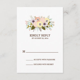 Florale Geweihe   Hochzeitsantwortkarte RSVP Karte