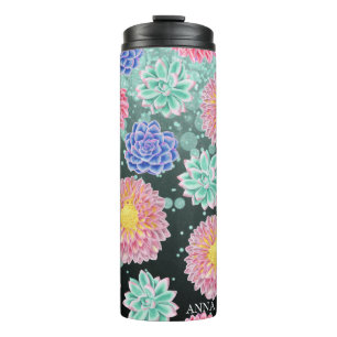 *~* Florale Glitter Mädchen Sukkulenten-Thermal-Tu Thermosbecher