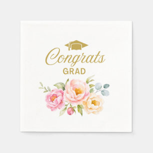 Florale Gratulations-Graduation-Servietten Rosa Pf Serviette