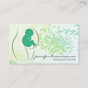 Florale grüne Doula-Geburtscoach Schwanger Visitenkarte