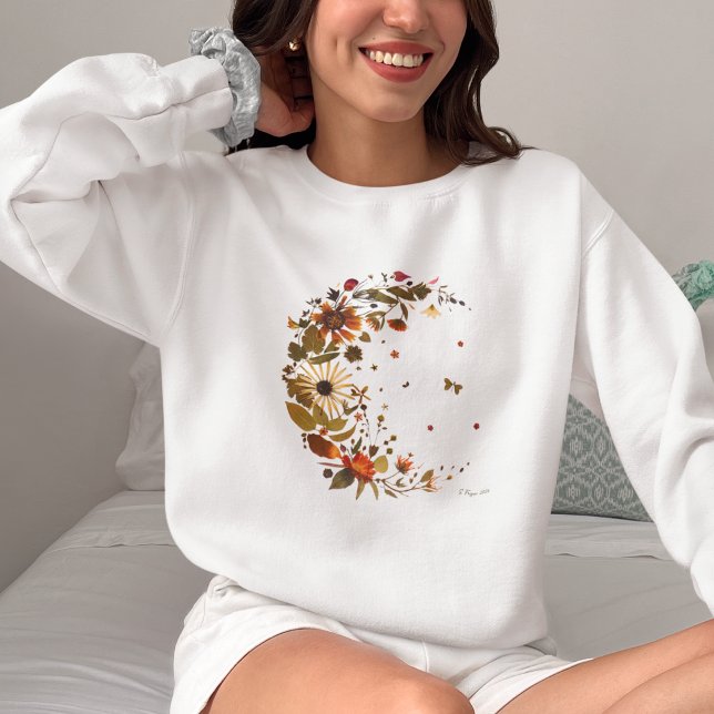 Florale Halbmond-Pressed-Flower-Kunst  Sweatshirt (Von Creator hochgeladen)