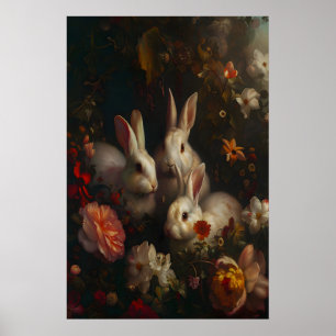 Florale Hasen Frühjahrsgalerie, Dark Academia Poster